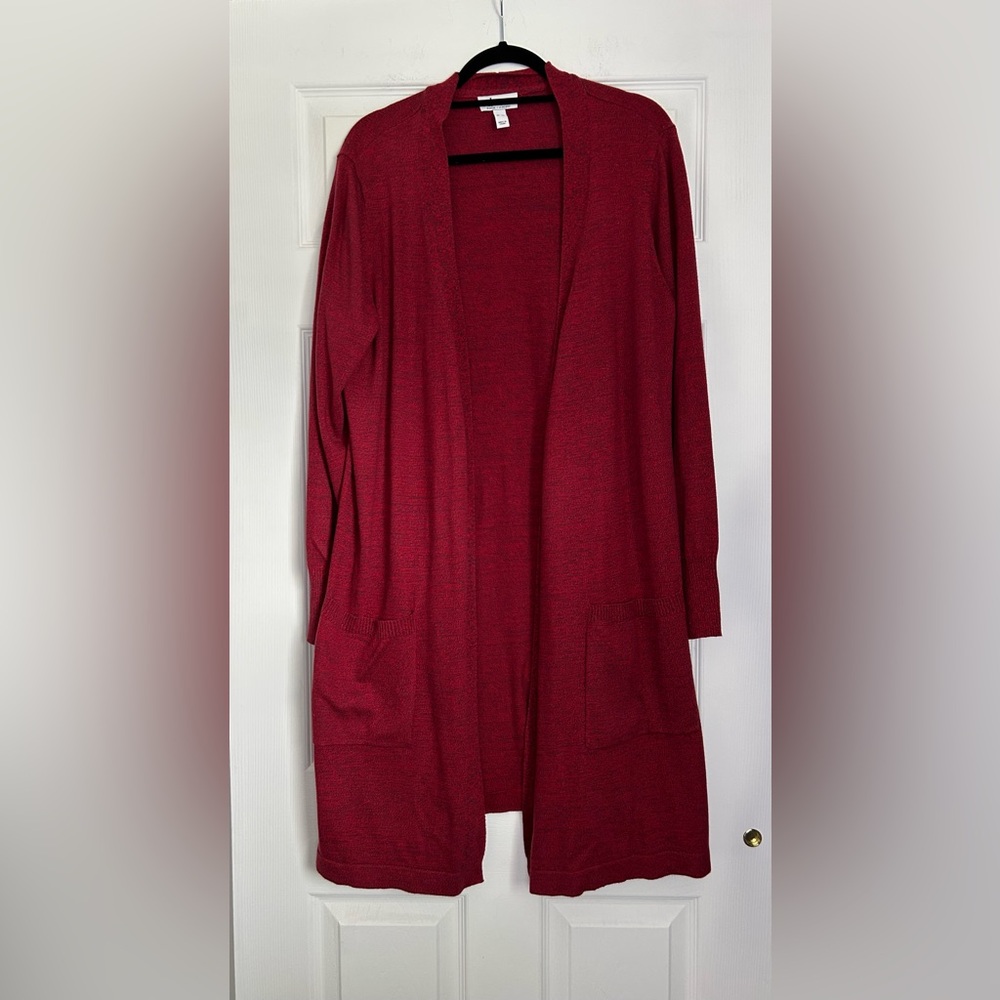 Women's Red Open Front Cardigan